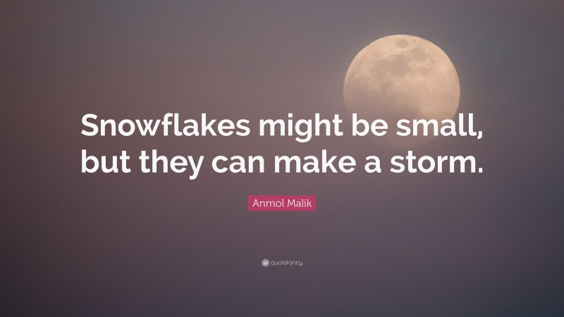 Anmol Malik Quote: “Snowflakes might be small, but they can make a storm.”