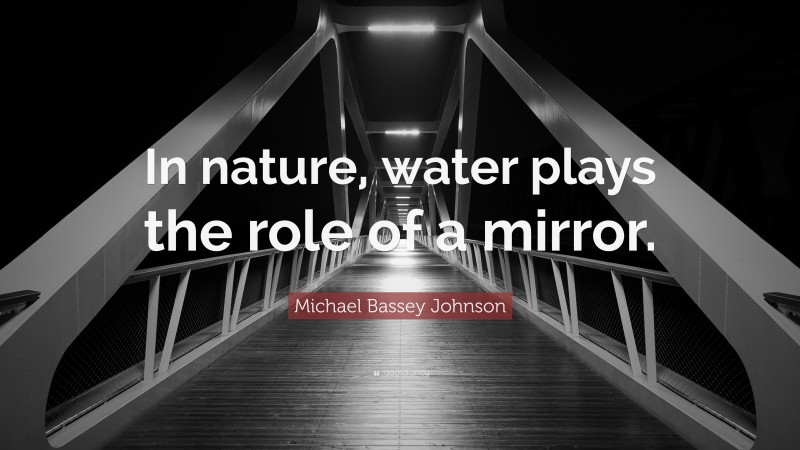 Michael Bassey Johnson Quote: “In nature, water plays the role of a mirror.”