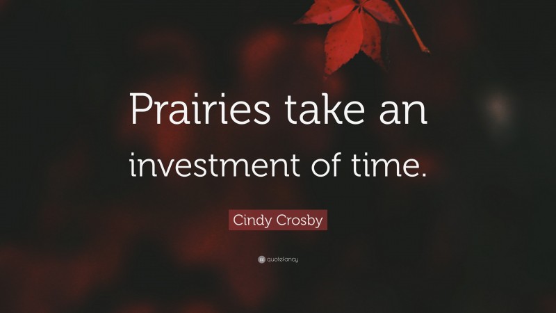 Cindy Crosby Quote: “Prairies take an investment of time.”
