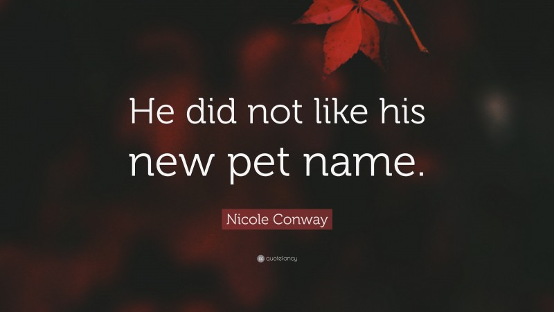Nicole Conway Quote: “He did not like his new pet name.”