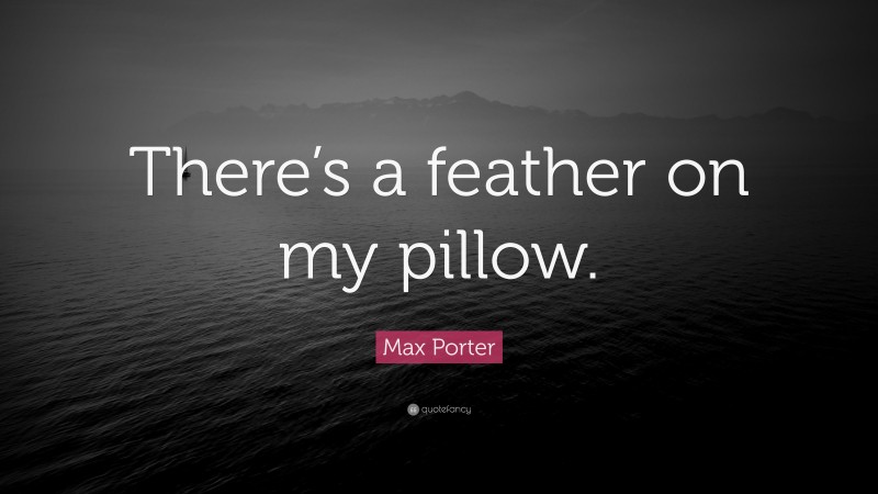 Max Porter Quote: “There’s a feather on my pillow.”