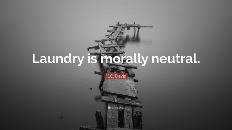 K.C. Davis Quote: “Laundry is morally neutral.”