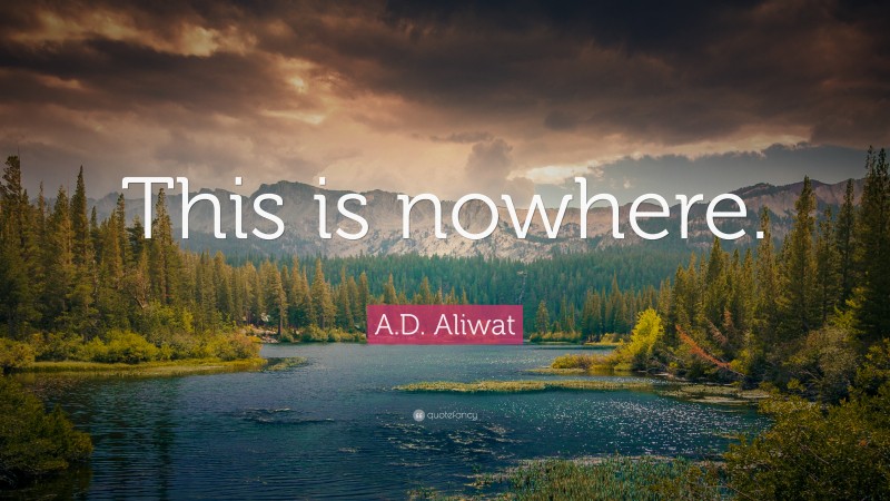 A.D. Aliwat Quote: “This is nowhere.”
