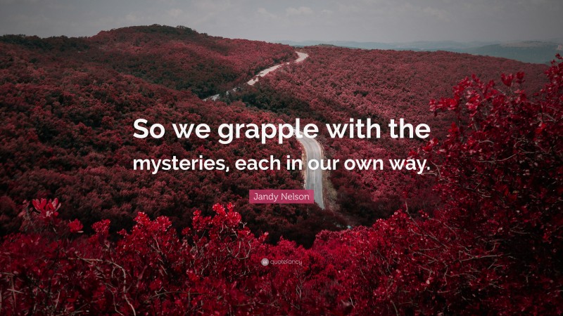 Jandy Nelson Quote: “So we grapple with the mysteries, each in our own way.”