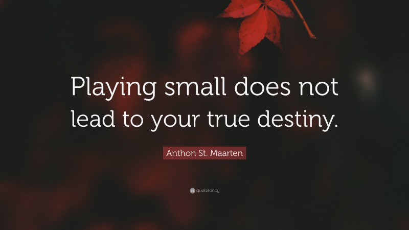 Anthon St. Maarten Quote: “Playing small does not lead to your true destiny.”