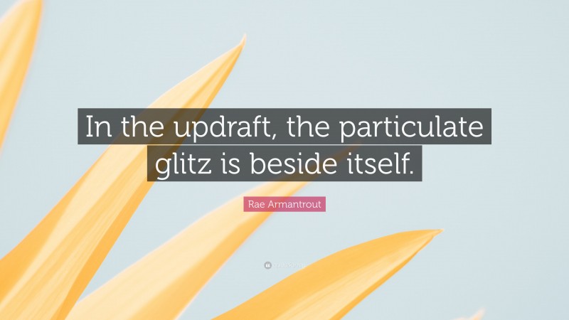 Rae Armantrout Quote: “In the updraft, the particulate glitz is beside itself.”