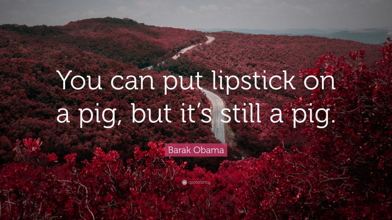 Barak Obama Quote: “You can put lipstick on a pig, but it’s still a pig.”
