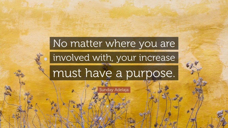 Sunday Adelaja Quote: “No matter where you are involved with, your increase must have a purpose.”