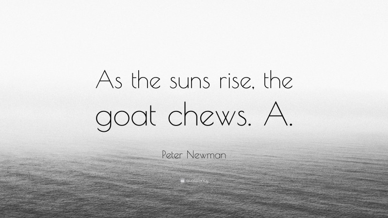 Peter Newman Quote: “As the suns rise, the goat chews. A.”