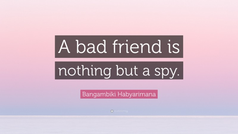 Bangambiki Habyarimana Quote: “A bad friend is nothing but a spy.”