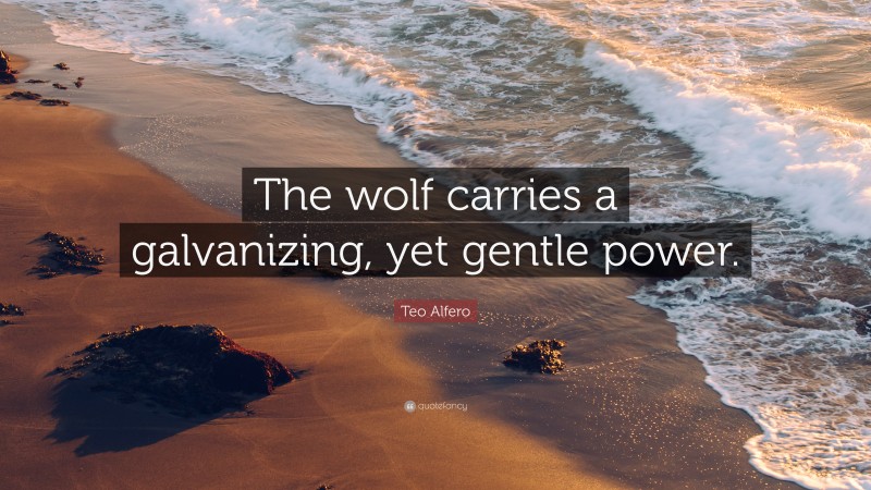 Teo Alfero Quote: “The wolf carries a galvanizing, yet gentle power.”