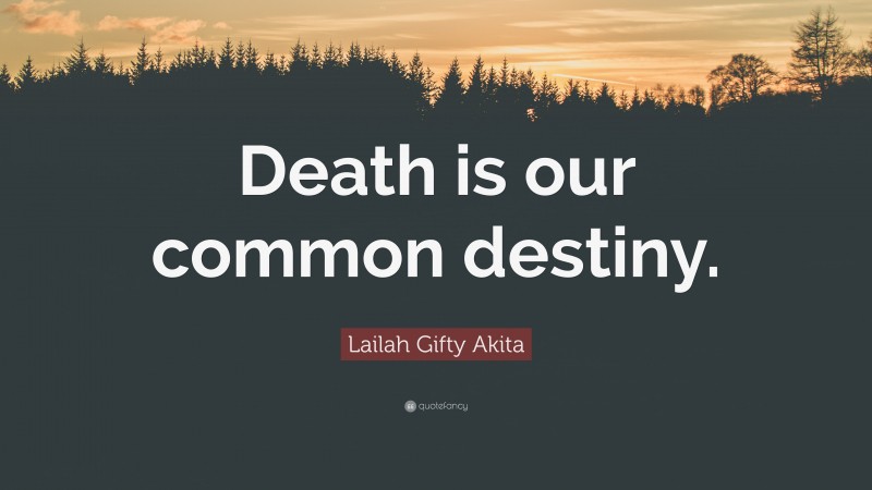 Lailah Gifty Akita Quote: “Death is our common destiny.”