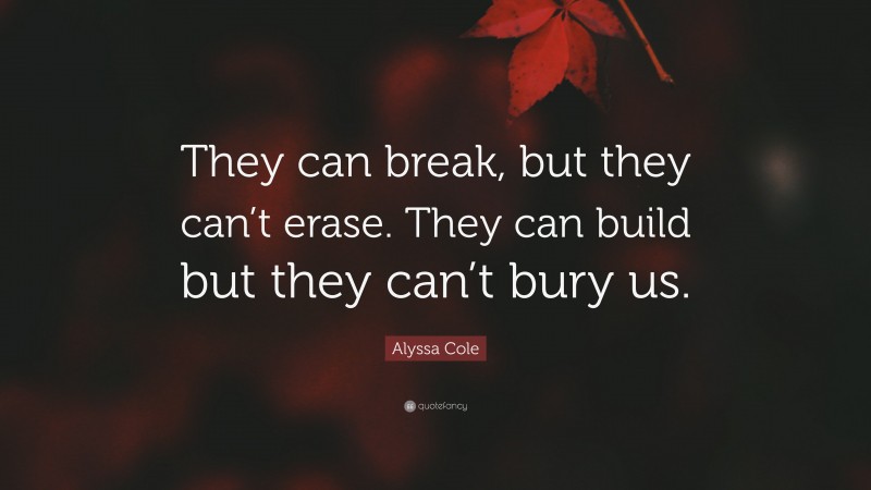 Alyssa Cole Quote: “They can break, but they can’t erase. They can build but they can’t bury us.”