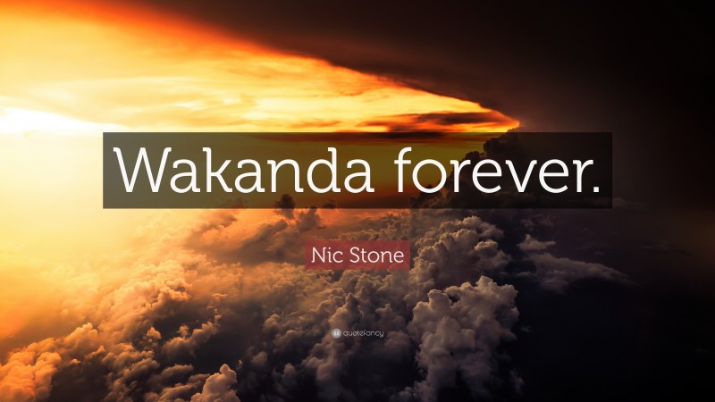 Nic Stone Quote: “Wakanda forever.”