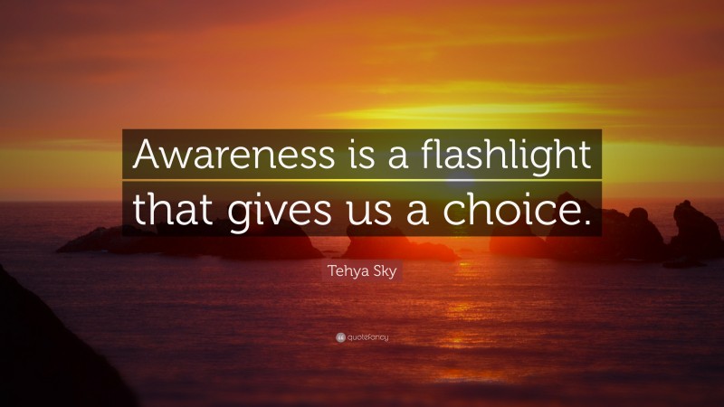 Tehya Sky Quote: “Awareness is a flashlight that gives us a choice.”