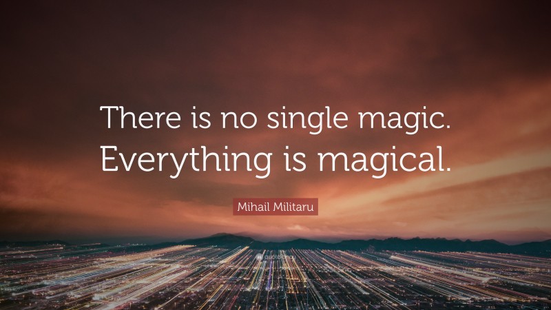 Mihail Militaru Quote: “There is no single magic. Everything is magical.”