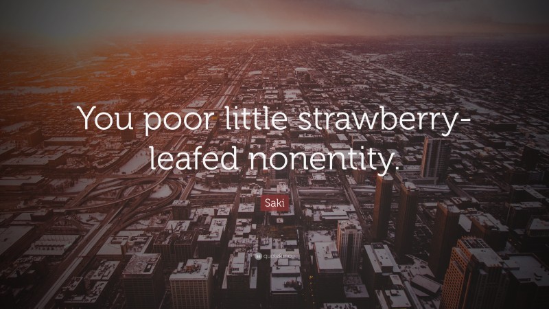 Saki Quote: “You poor little strawberry-leafed nonentity.”