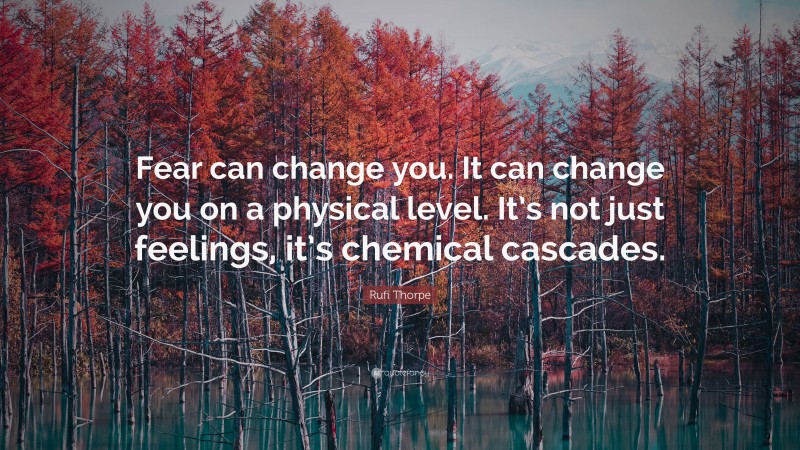 Rufi Thorpe Quote: “Fear can change you. It can change you on a physical level. It’s not just feelings, it’s chemical cascades.”
