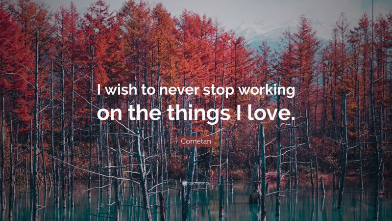 Cometan Quote: “I wish to never stop working on the things I love.”