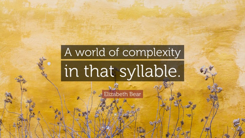 Elizabeth Bear Quote: “A world of complexity in that syllable.”
