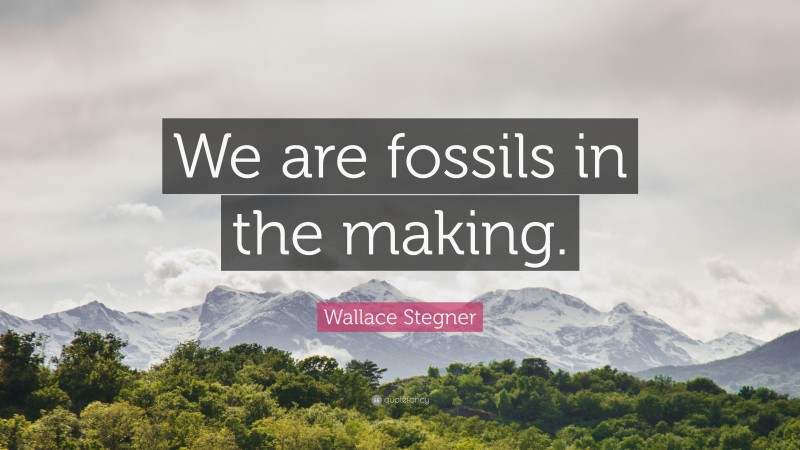 Wallace Stegner Quote: “We are fossils in the making.”