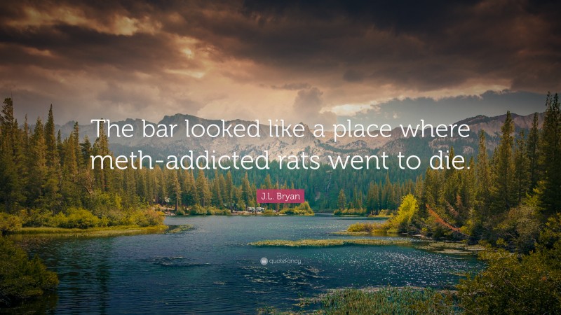 J.L. Bryan Quote: “The bar looked like a place where meth-addicted rats went to die.”