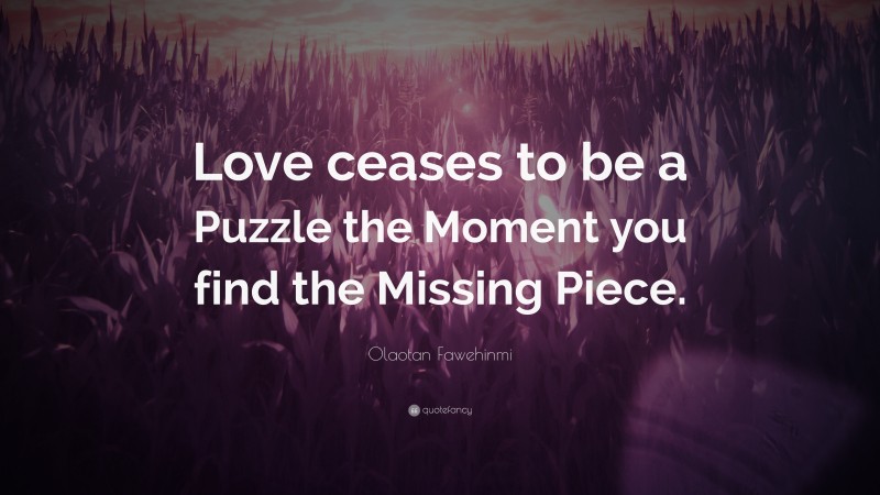 Olaotan Fawehinmi Quote: “Love ceases to be a Puzzle the Moment you find the Missing Piece.”