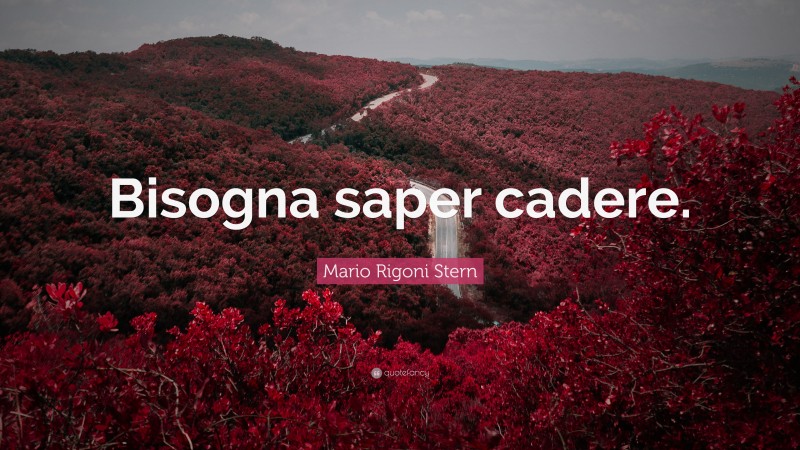 Mario Rigoni Stern Quote: “Bisogna saper cadere.”