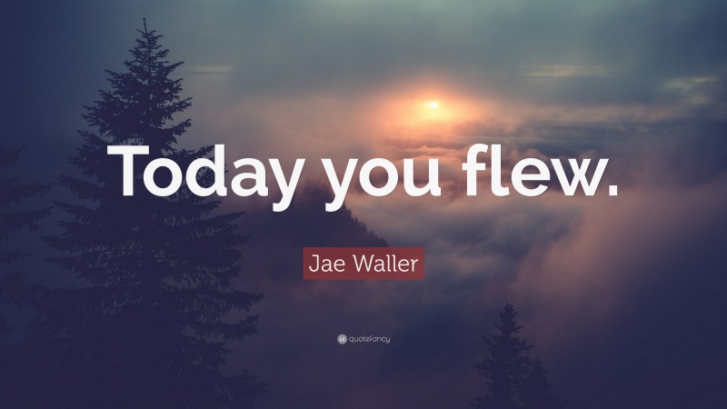 Jae Waller Quote: “Today you flew.”