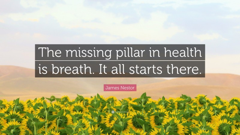 James Nestor Quote: “The missing pillar in health is breath. It all starts there.”