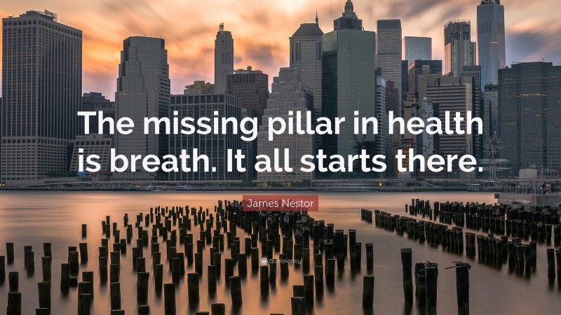 James Nestor Quote: “The missing pillar in health is breath. It all starts there.”