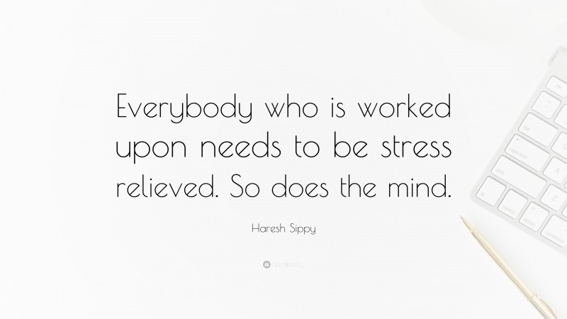 Haresh Sippy Quote: “Everybody who is worked upon needs to be stress relieved. So does the mind.”