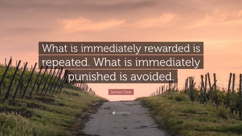 James Clear Quote: “What is immediately rewarded is repeated. What is immediately punished is avoided.”
