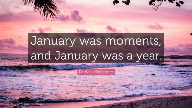 Patricia Highsmith Quote: “January was moments, and January was a year.”