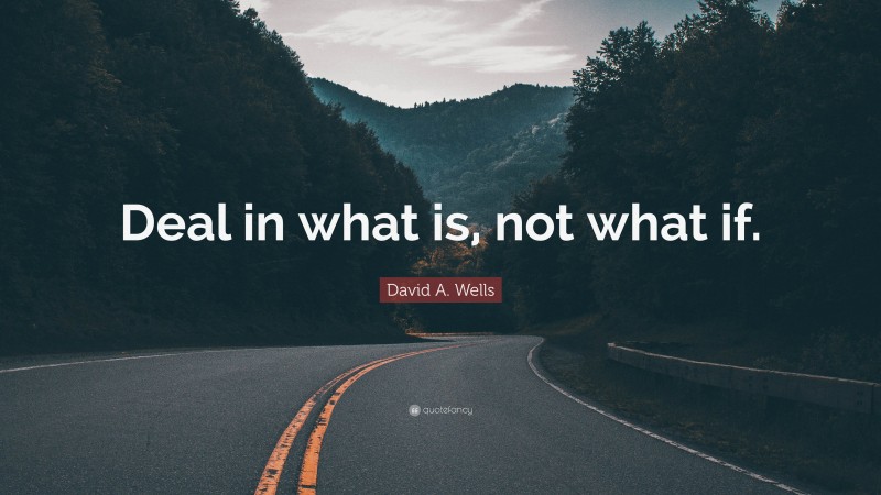 David A. Wells Quote: “Deal in what is, not what if.”