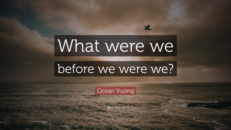Ocean Vuong Quote: “What were we before we were we?”