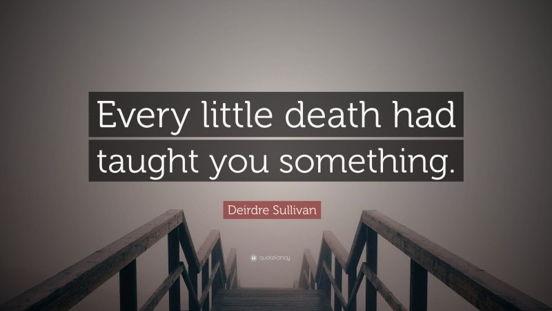 Deirdre Sullivan Quote: “Every little death had taught you something.”