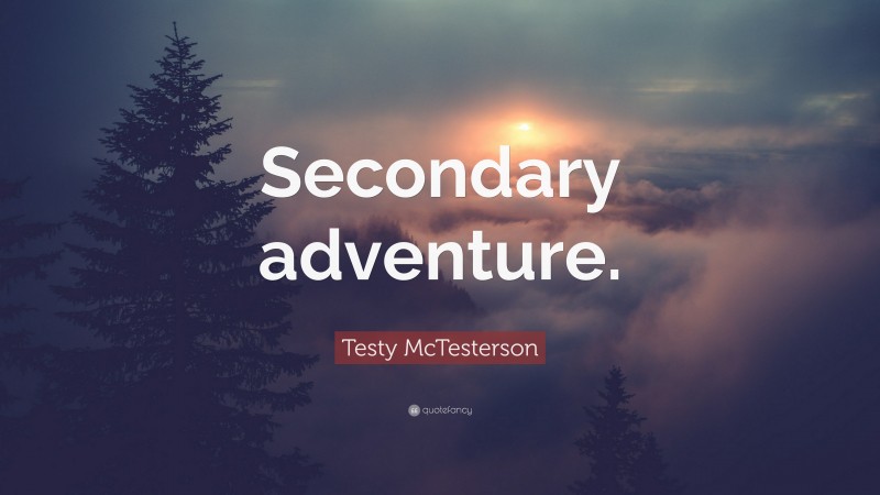 Testy McTesterson Quote: “Secondary adventure.”