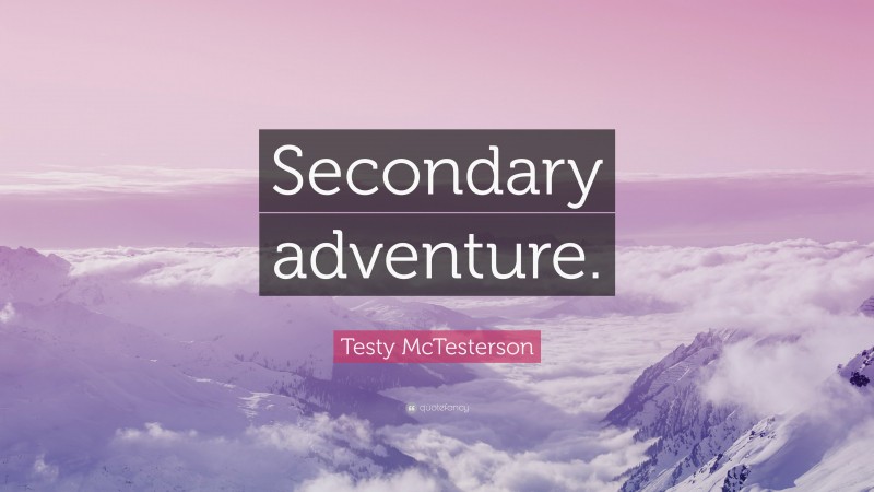 Testy McTesterson Quote: “Secondary adventure.”