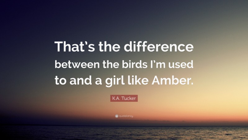 K.A. Tucker Quote: “That’s the difference between the birds I’m used to and a girl like Amber.”