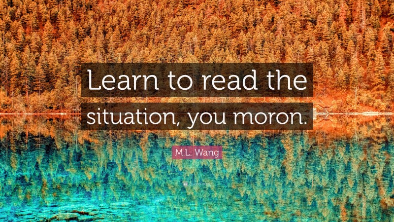 M.L. Wang Quote: “Learn to read the situation, you moron.”