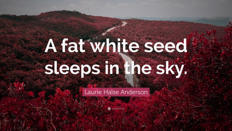 Laurie Halse Anderson Quote: “A fat white seed sleeps in the sky.”