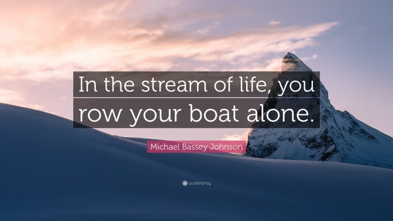 Michael Bassey Johnson Quote: “In the stream of life, you row your boat alone.”