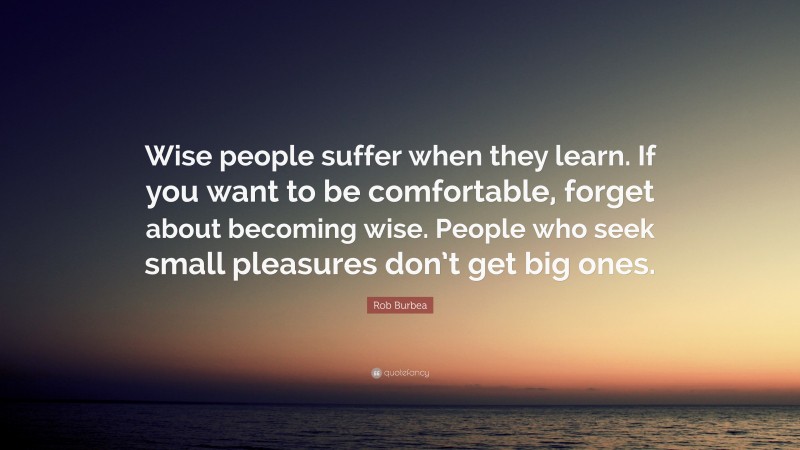 Rob Burbea Quote: “Wise people suffer when they learn. If you want to be comfortable, forget about becoming wise. People who seek small pleasures don’t get big ones.”