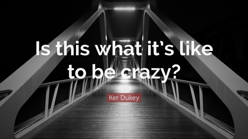 Ker Dukey Quote: “Is this what it’s like to be crazy?”