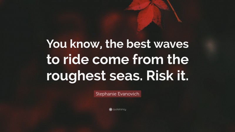 Stephanie Evanovich Quote: “You know, the best waves to ride come from the roughest seas. Risk it.”