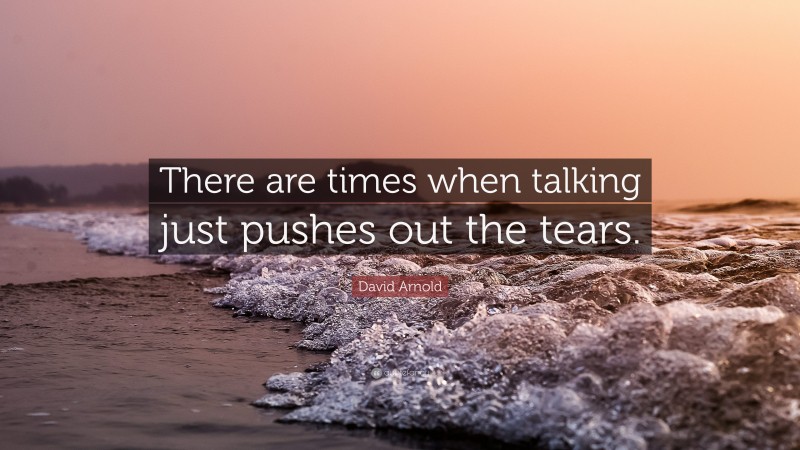 David Arnold Quote: “There are times when talking just pushes out the tears.”