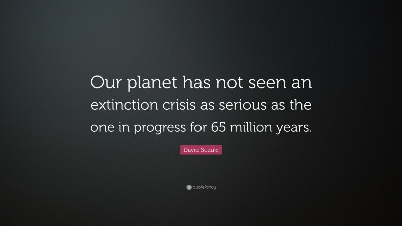 David Suzuki Quote: “Our planet has not seen an extinction crisis as serious as the one in progress for 65 million years.”