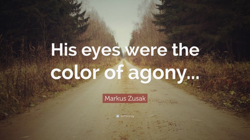 Markus Zusak Quote: “His eyes were the color of agony...”