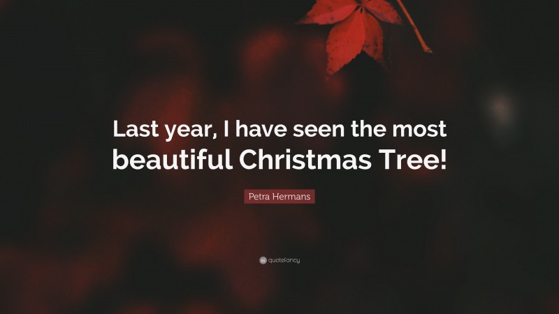 Petra Hermans Quote: “Last year, I have seen the most beautiful Christmas Tree!”